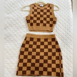 Perfect Condition Princess Polly Brown Checkered Set